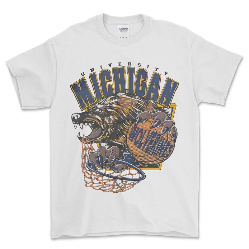 Michigan Wolverines Men's Basketball T-Shirt, graphic vintage sports tees for men