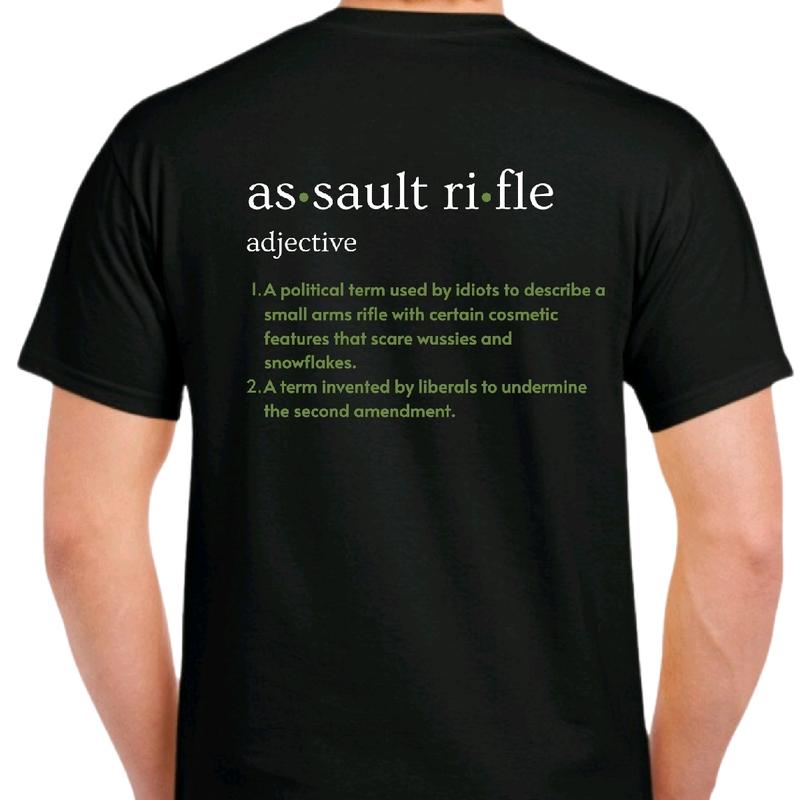 AsÃ¢â‚¬Â¢sault riÃ¢â‚¬Â¢fle adjective t-Shirt, menswear  Crewneck Casual Cotton Shortsleeve Graphic tee