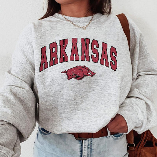 Arkansas Razorbacks Vintage Football NCAA Trendy Sweatshirt, University of Arkansas Unisex Football NCAA Shirt, Gift For Men, Gift For Girls, Crewneck, Cotton, Sweaters, Pullover