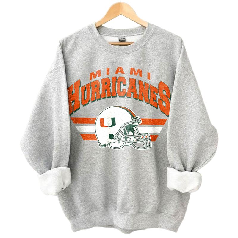 Miami Hurricanes Vintage Football NCAA Sweatshirt - Tshirt - Hoodie, University of Miami Unisex Football NCAA Shirt, Unisex Vintage NCAA Shirt, Classi