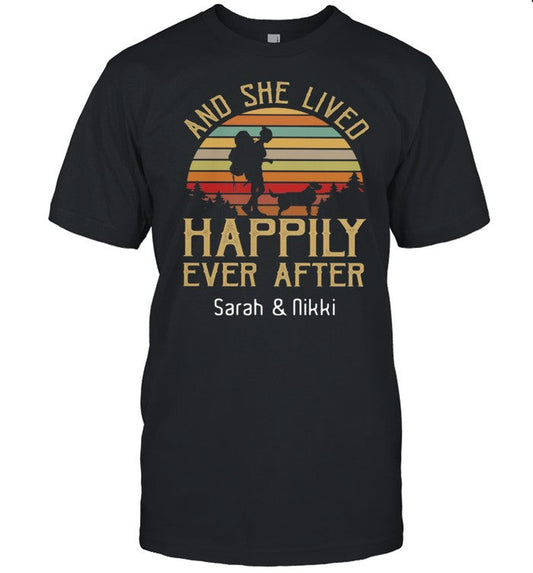 And She Lived Happily Ever After Sarah And Nikki Vintage Sunset shirt_1