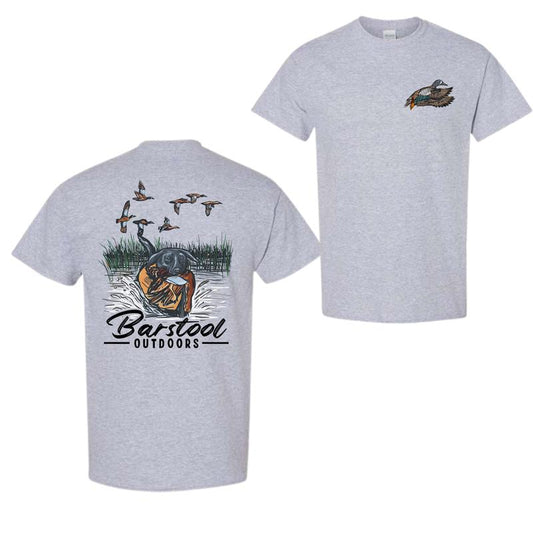 Barstool Outdoors Duck Hunt 2 Sided Shirt, Vintage Mallard Hunting Tshirt, Unisex Graphic Printed Tee, Cotton Shortsleeve Casual Womenswear, Daily Women's Top