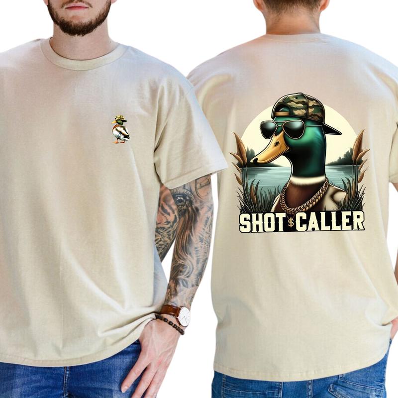 Hunting Duck Tshirt 2-Sided, Summer Hunting Graphic T-Shirt, Hunting Tee Shirt, Gift For Men, Love, Athletic, Casual Menswear, Classic Cotton Top