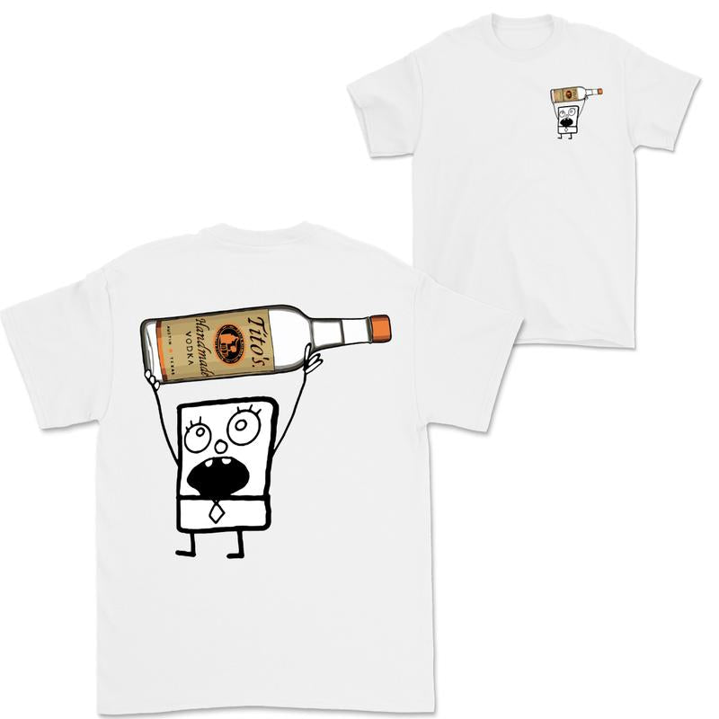 Doodlebob Titoâ€™s Vodka Drawing 2 Sided T-Shirt, Funny Drinking T-Shirt, Summer T-Shirt, Full Color T-Shirt, Unisex T-Shirt, For Men, For Women, Gift For All Menswear Top