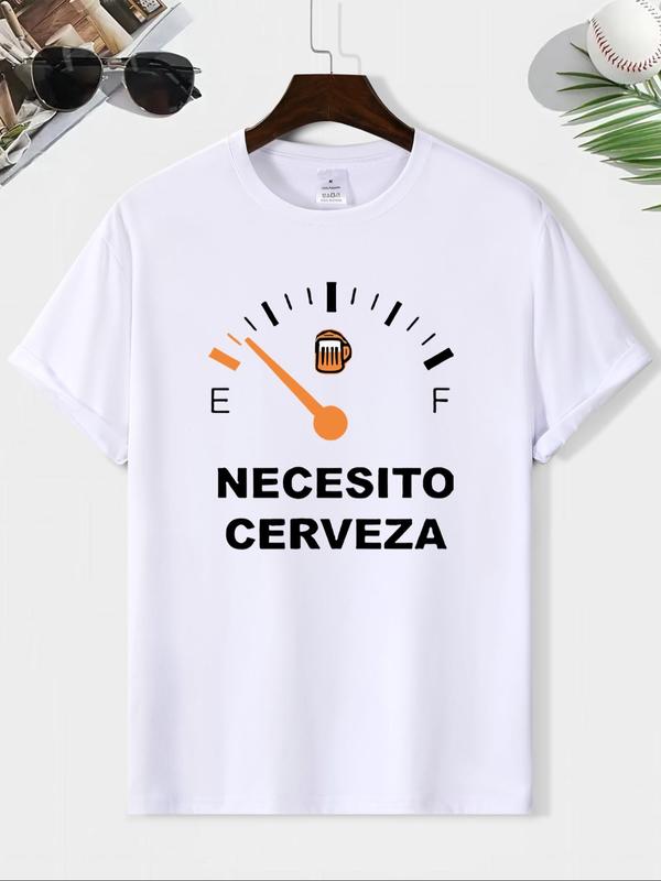 Men's Cartoon & Letter Print Round Neck Tee, Regular Fit Casual Streetwear Short Sleeve T-shirt, Graphic Tees,Â Men's Summer Top for Daily Wear Back To School