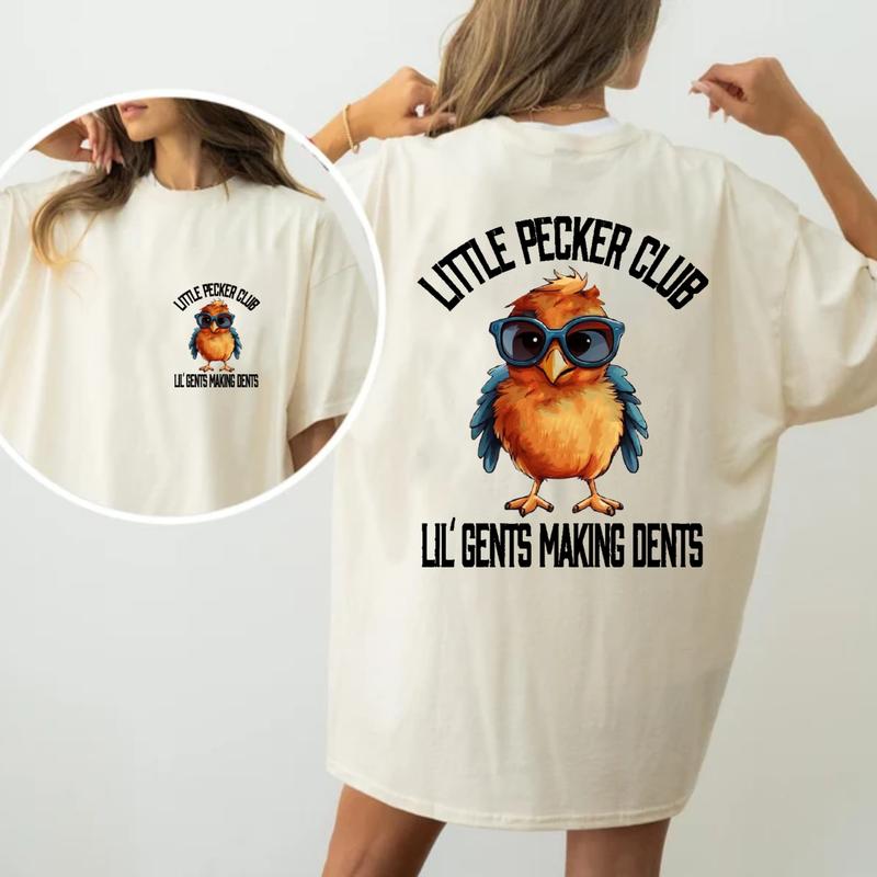 Little Pecker Club Vintage Tee, Men's T-shirt,Unisex , with Funny Bird & Making Dents Design