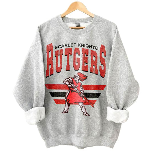 Rutgers Scarlet Knights Vintage NCAA Sweatshirt, Unisex Rutgers Football Shirt, Classic Sport Hoodie, Gifts for Fans, Cotton T-Shirt, Hoodie
