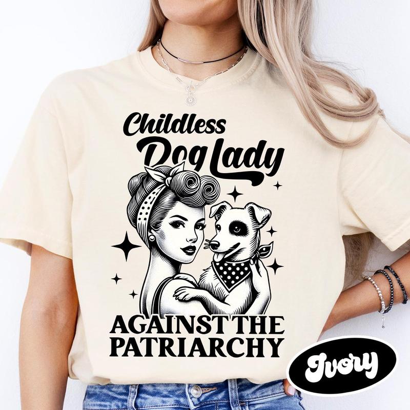 Childless Dog Lady Vintage T-Shirt, Against Fascism Shirt, Rocker Tee, Vote 2024, Feminist Voting Shirt Top Womenswear