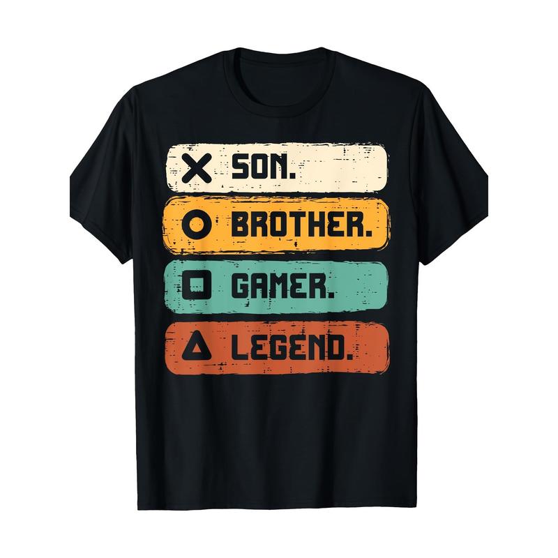 Legend Gamer T-Shirt for Son, Brother, Teens, and Boys - Gaming Men's T-Shirts with Fun Design - Quality Cotton Fabric and Casual Style Made in USA