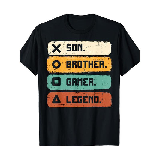 Legend Gamer T-Shirt for Son, Brother, Teens, and Boys - Gaming Men's T-Shirts with Fun Design - Quality Cotton Fabric and Casual Style Made in USA