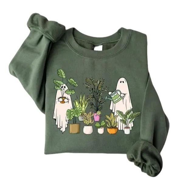 Funny Plant Ghost Sweatshirt, Halloween Plant Lady Shirt, Plant Lover Gift, Ghost Crewneck Sweatshirt, Spooky Gardener Shirt