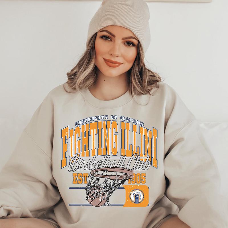 Illinois Fighting Illini Vintage Basketball NCAA Sweatshirt, T- Shirt, Hoodie, Vintage Sweatshirt NCAA University of Illinois Classic Sports Sweatshir