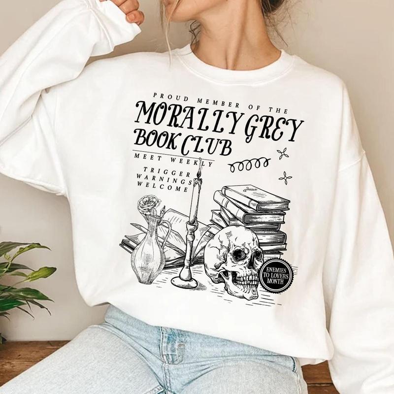 Vintage Morally Grey Book Club Sweatshirt, Dark Romance Shirt, Spooky Season Skeleton Sweatshirt, Booktok Shirt, Bookish Merch, Book Lover Gift