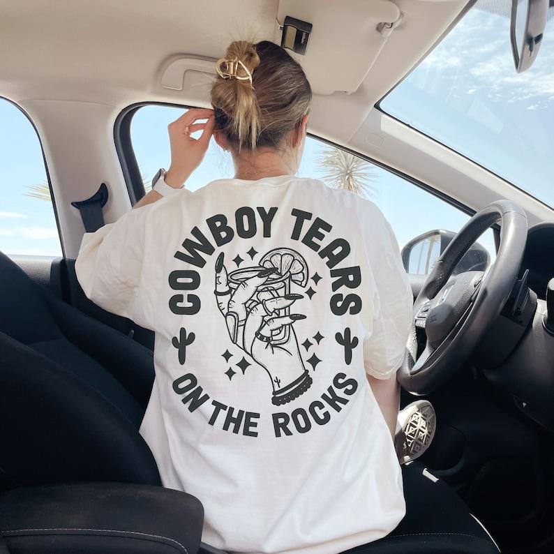 Oversized Graphic Cowboys T Shirt Trendy Country Concert Tee Tequila Shot Western Shirt Cute Cowboy Tears Shirt Vintage  sweater and hoodie