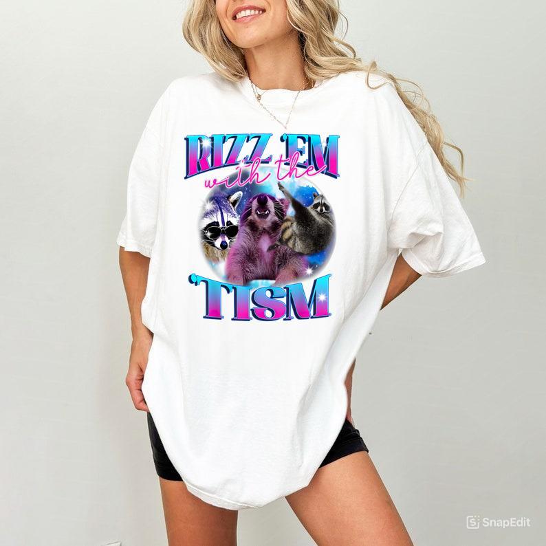 Autism Funny Rizz Em With The Tism Meme Autistic Opossum T-Shirt