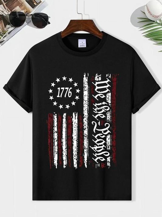 Men's Patriotic Graphic Tee, Summer Casual Short Sleeve Round Neck T-Shirt, Regular Fit MenÃ¢â‚¬â„¢s Top for Everyday Comfort, Independence Fun