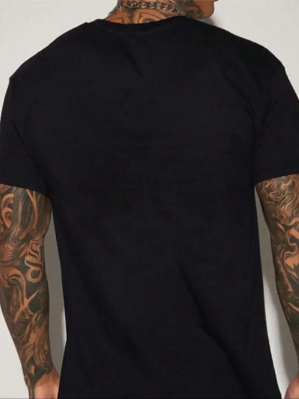 Men's Letter Print Round Neck Graphic Tee, Regular Fit Casual Drop Shoulder Short Sleeve T-shirt for Summer, Men's Top for Daily Wear