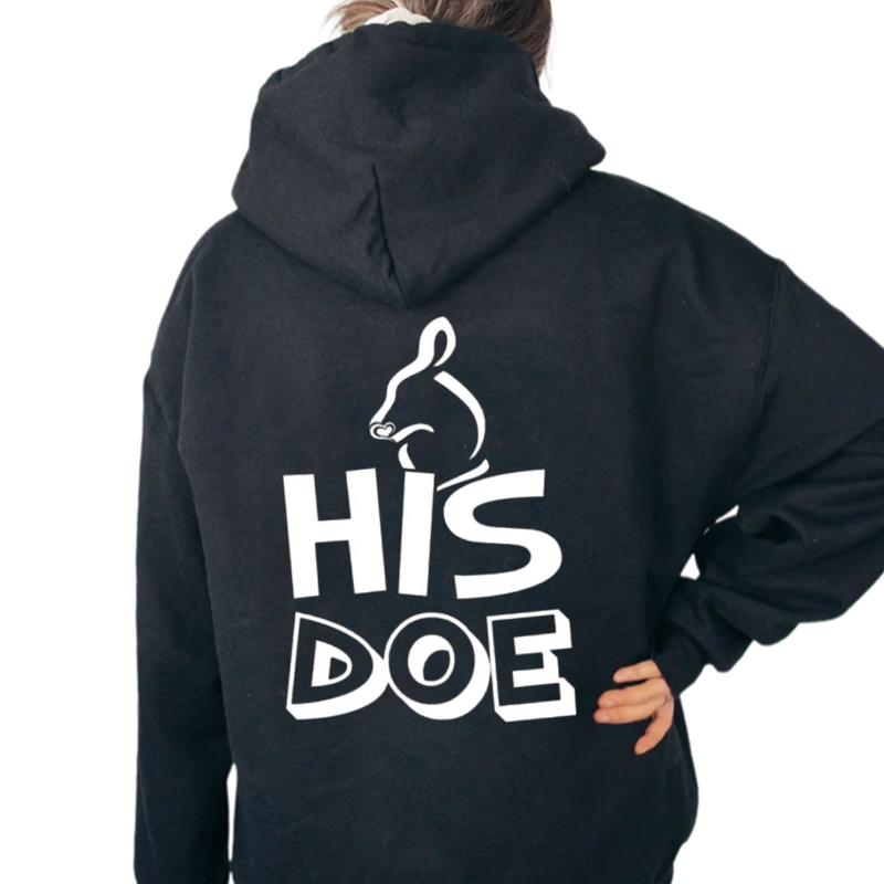 Her Buck & His Doe Couples Matching Valentine's Christmas Hoodie, Gift for Him, Gift for Her, Hunting Season Hoodie Unisex Classic Cotton