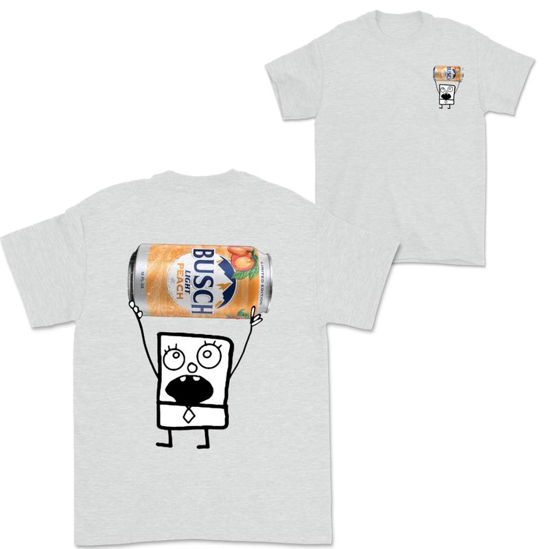 Doodlebob Busch Light Peach 2 Sided T-Shirt, Funny Drinking T-Shirt, Summer T-Shirt, Full Color T-Shirt, Unisex T-Shirt, For Men, For Women, Gift For All Menswear Top