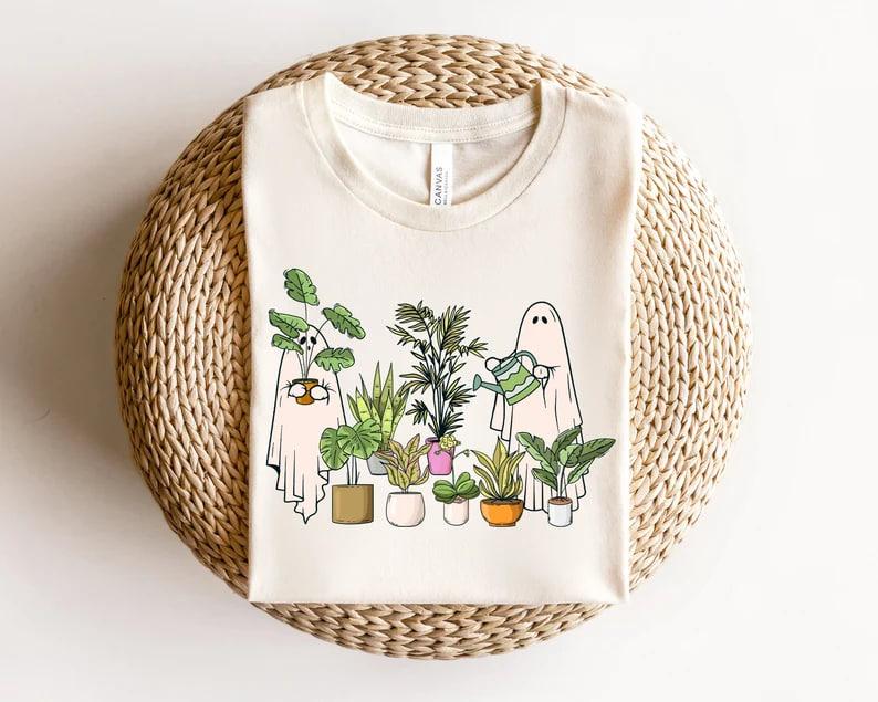 Funny Plant Ghost Sweatshirt, Halloween Plant Lady Shirt, Plant Lover Gift, Ghost Crewneck Sweatshirt, Spooky Gardener Shirt