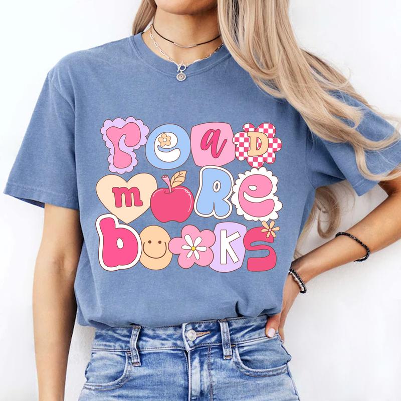 Read More Book Shirt, Funny Teacher Shirt, Book Lover Shirt, Librarian Shirt, Book Tshirt, Reading Shirt for Women, Groovy Gift for Teacher, Back To S