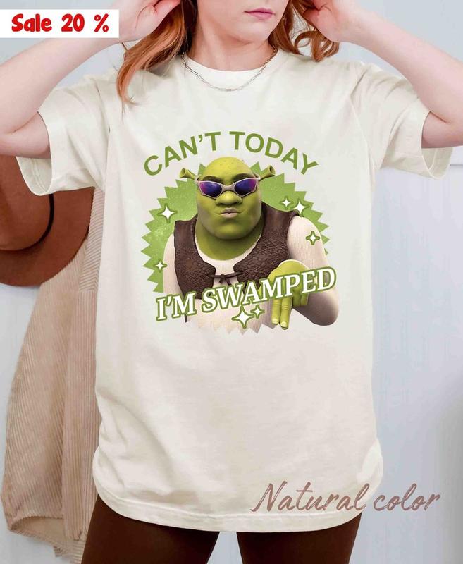 Can't Today I'm Swamped T-Shirt, Shrek Funny Trending T-Shirt, Fiona and Shrek T-Shirt, Funny Shrek Trending Tee, Shrek Face Meme T-Shirt, Gifts