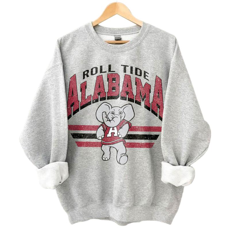 Alabama Crimson Tide Vintage NCAA Sweatshirt, Unisex Alabama Football Shirt, Classic Sport Hoodie, Football Fans Gift, Cotton T-Shirt, Hoodie