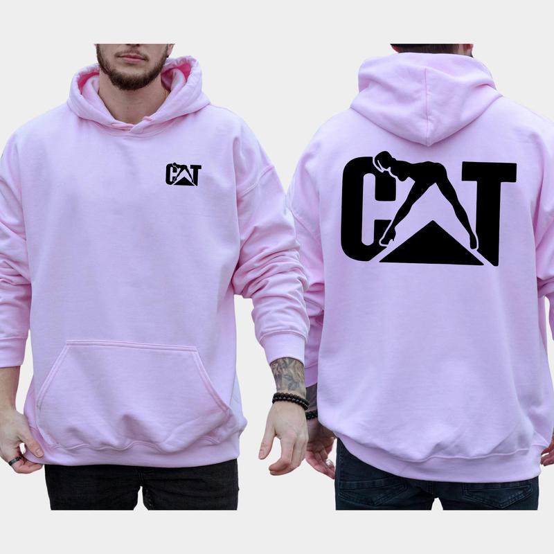 Men's Cat With Woman Hoodie 2-Sided, Cat Women Sweatshirt for Men, Cotton Long Sleeve Pullover, Funny Adult Humor Tops, Classic Casual Menswear