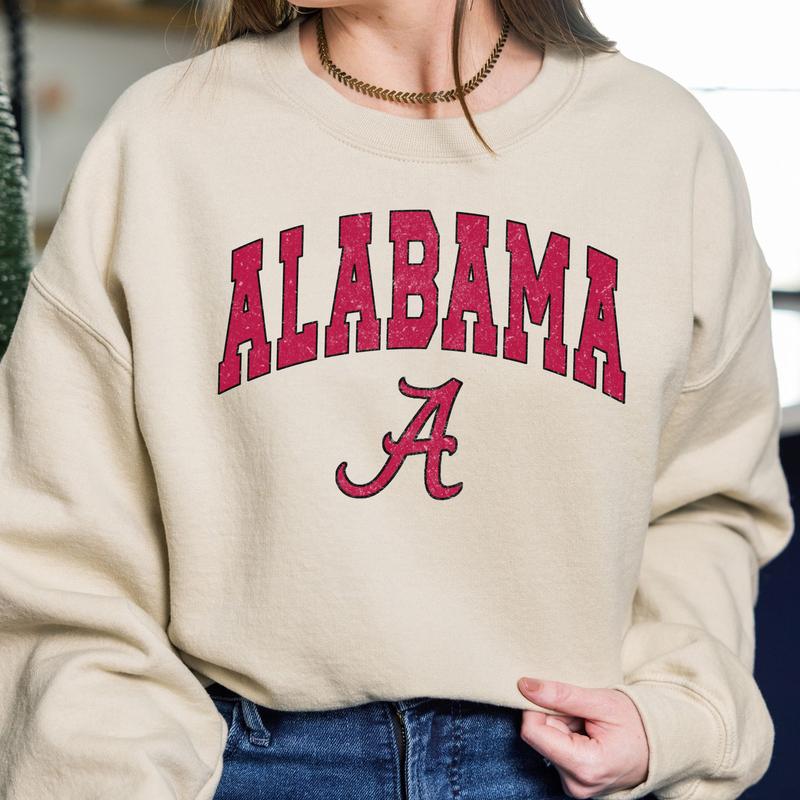 2. Alabama Vintage NCAA Football Sweatshirt, University of Alabama Trendy Unisex Cotton Sweater, Classic Crewneck for Men and Women Gifts