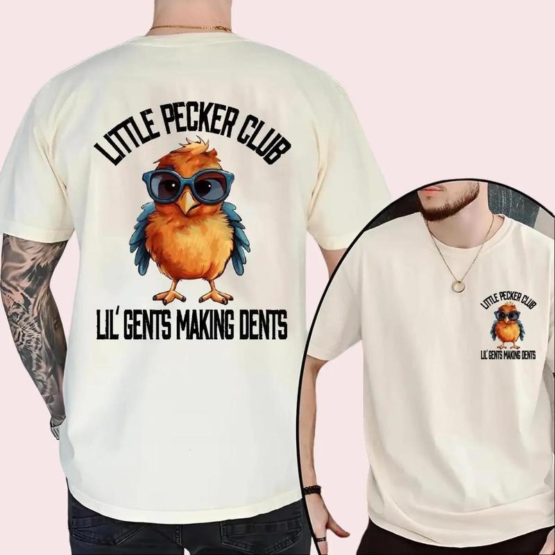 Little Pecker Club Vintage Tee, Men's T-shirt,Unisex , with Funny Bird & Making Dents Design