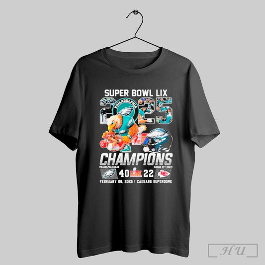 Super Bowl Lix Champions Philadelphia Eagles 2025 40 22 Logo And Helmet Shirt Sweatshirt