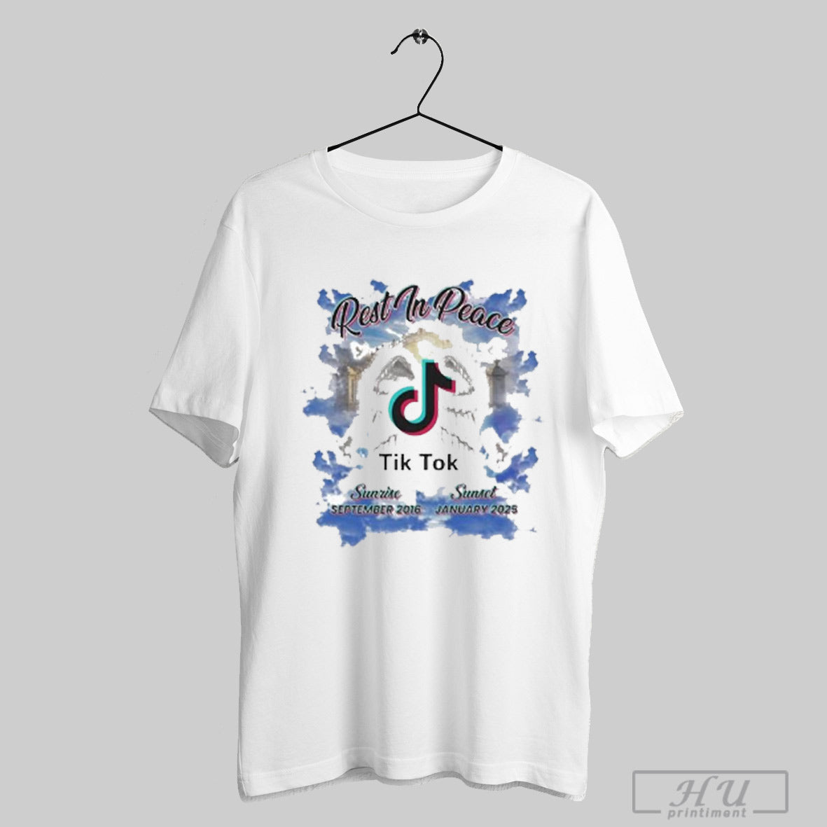 Rest In Peace Rip Tiktok Sunrise September 2016 Sunset January 2025 T Shirt