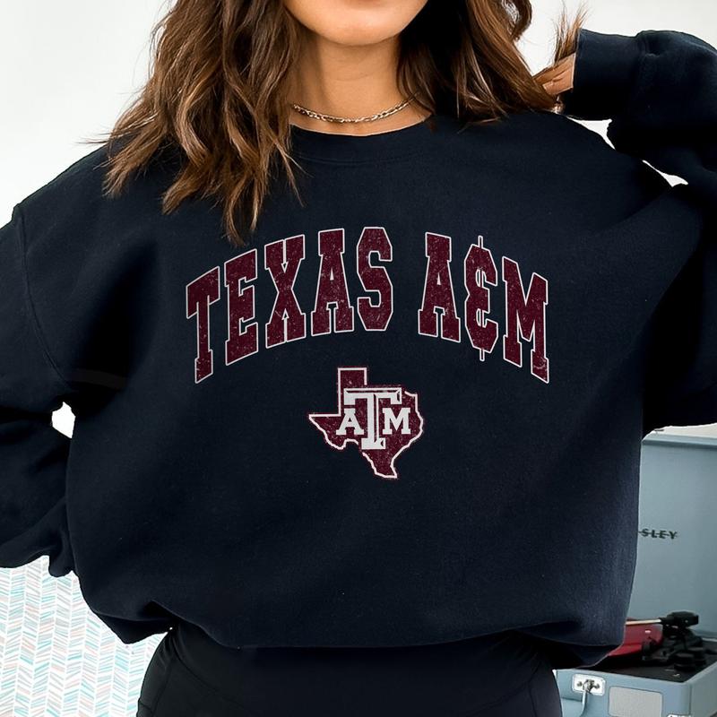 Texas A&M Aggies Vintage Football NCAA Trendy Sweatshirt, Texas A&M University Unisex Football NCAA Shirt, Gift For Men, Gift For Girls, Crewneck, Cot
