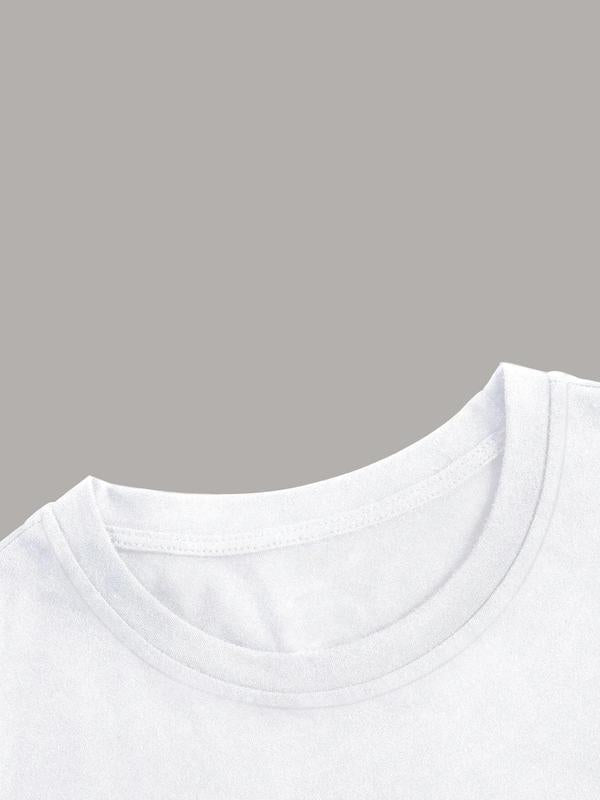 Men's Letter  Print Round Neck Graphic Tee, Regular Fit Casual Short Sleeve T-shirt, Men's Summer Top for Daily Wear