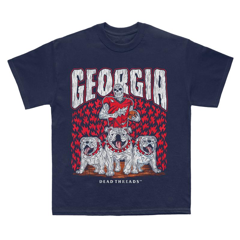 Georgia Bulldogs football, Deadman Bulldogs Graphic T-Shirt, Full Cotton, Men's Top Women's Top, American Football, Football Bowl Subdivision Shirt Fabric Menswear Womenswear Retro Print Design