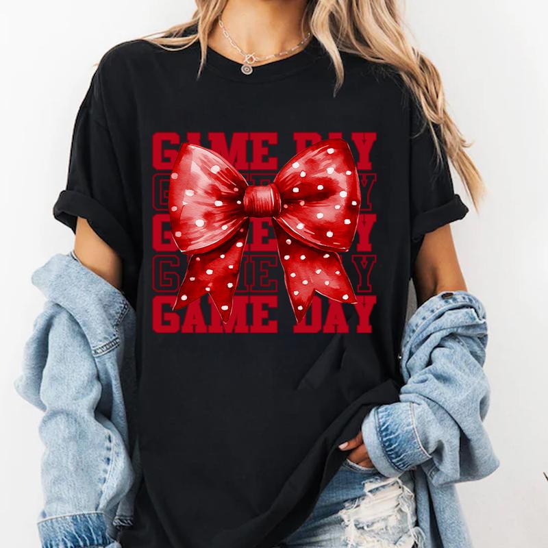Game Day Shirt, Coquette Bow Shirt, Touchdown Season, Fall Graphic Tee, Autumn Shirt, Shirt for Women, Football Mama, Football Season