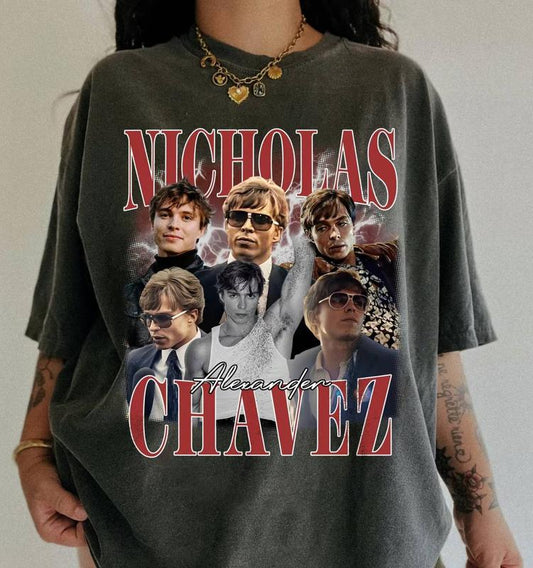 Nicholas Chavez Colors T-shirt, Unisex Tops For Men- For Women, Y2K 90s Retro Celebrity Movies Bootleg Tshirt, Soft Fit Cotton Top Womenswear