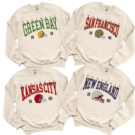 Vintage Sand Color All Team Football Sweatshirt with Big Words Logo for Football Fans, Unisex Sweatshirt, Packers Sweatshirt