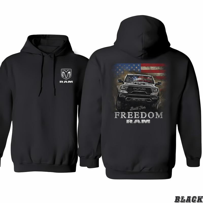 Ram - Built For Freedom Hoodie, Color Choices For You, Limited Edition Prints, From Small To Extra Large, Unisex Style Essentials, Classic Cotton