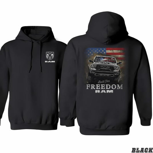 Ram - Built For Freedom Hoodie, Color Choices For You, Limited Edition Prints, From Small To Extra Large, Unisex Style Essentials, Classic Cotton