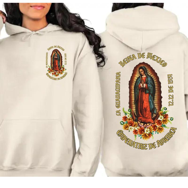 Guadalupe 2 Sides Hoodie, Virgen Maria Hoodie, La Morenita Hoodie Unisex