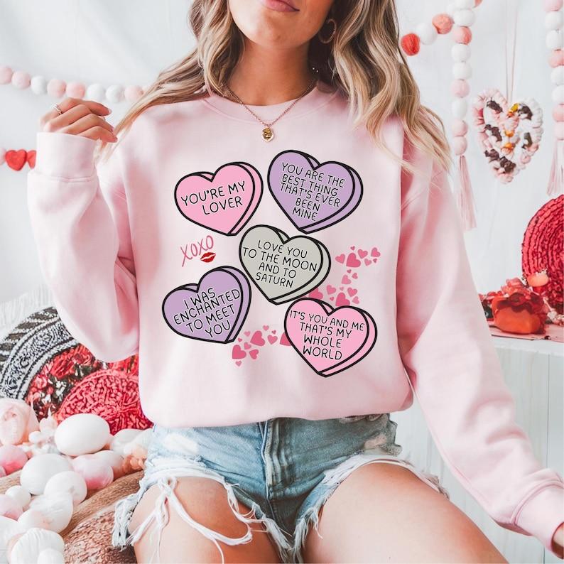 Valentine hearts TshirtSweatshirtHoodie, Trendy valentine Tshirt, Heart Sticker Shirt