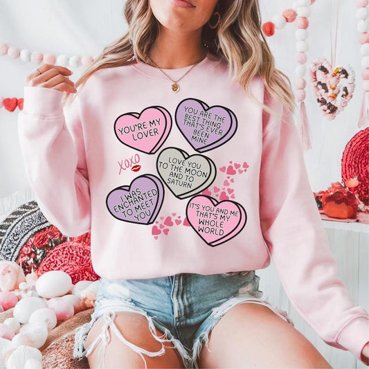 Valentine hearts TshirtSweatshirtHoodie, Trendy valentine Tshirt, Heart Sticker Shirt