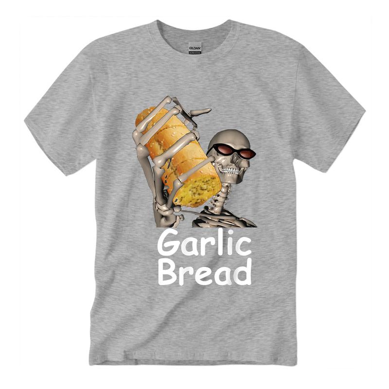 Garlic Bread Skeleton Funny Tees T-Shirt Unisex Classic Cotton Collar Fabric Soft