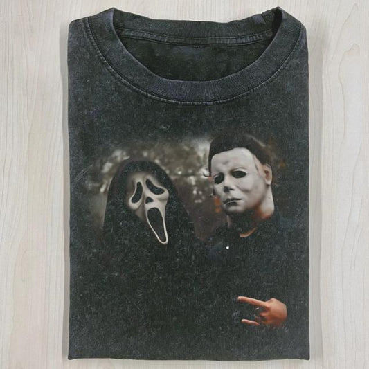 VINTAGE HALLOWEEN GRAPHIC T-SHIRT, Ghost Face, Michael Myers, Horror Movie Shirt, Horror Character, Funny Halloween Shirt, Unisex T-Shirt, Gift For Men Women