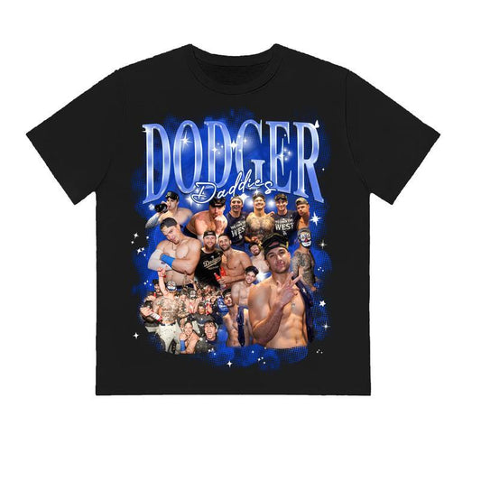 Dodgerrr Daddiess Shirt, Dodgerrr Vintage Heavy Cotton Shirt For Men And Women, Baseball Shirt For Mom, Perfect Gift for Baseball Fans, Short Sleeve Summer Fashion Hip Hop Streetwear Style, Y2k 2000 Shirt, Gift Idea