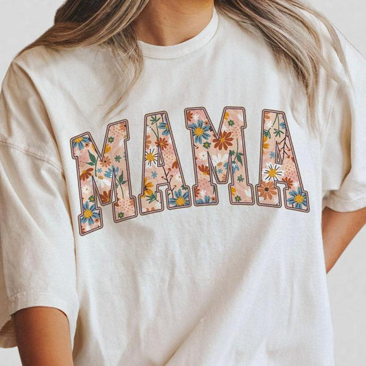 Retro Mama Floral Shirt, Mama Graphic Tee, Cute Gardener Mama Shirt Gift For Mom, Flower Mama Shirt, Floral Mama Shirt, Flower Lover Mama Shirt, Mom Birthday Gift From Daughter, Mom Women Tops Casual Comfort Womenswear Boho Comfortable T-Shirt