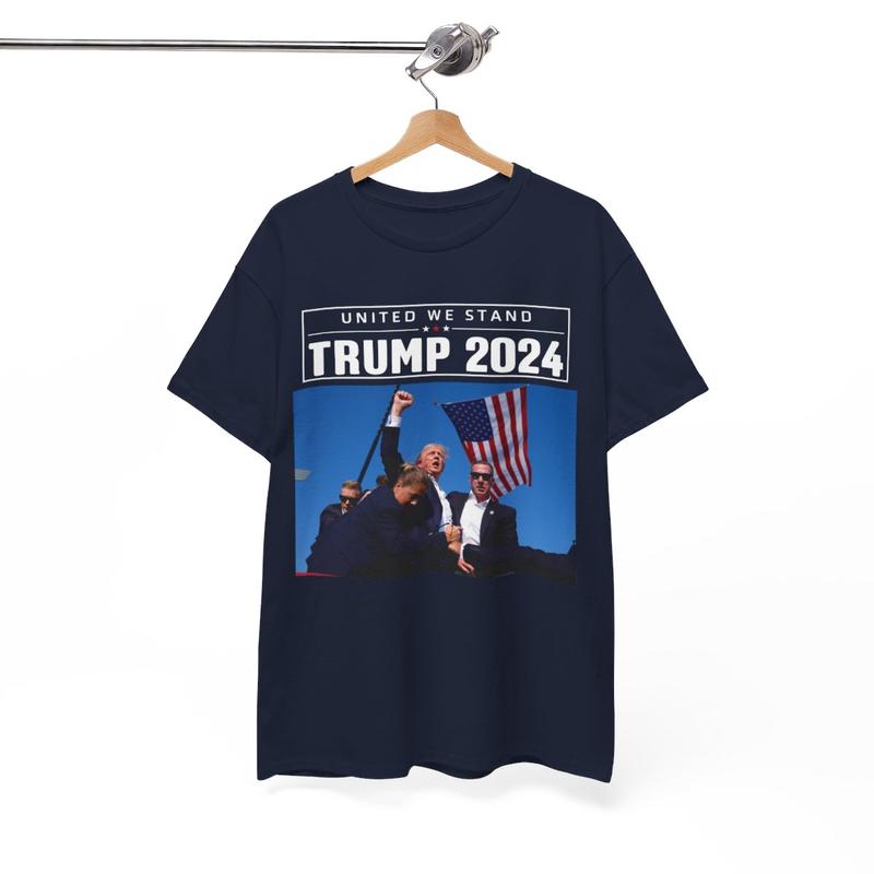 Trump United We Stand - Trump 2024 - Trump Rally Shooter Tshirt - Trump You Missed - Trump Survived - USA Freedom - Donald J. Trump Unisex Heavy Cotton Tee