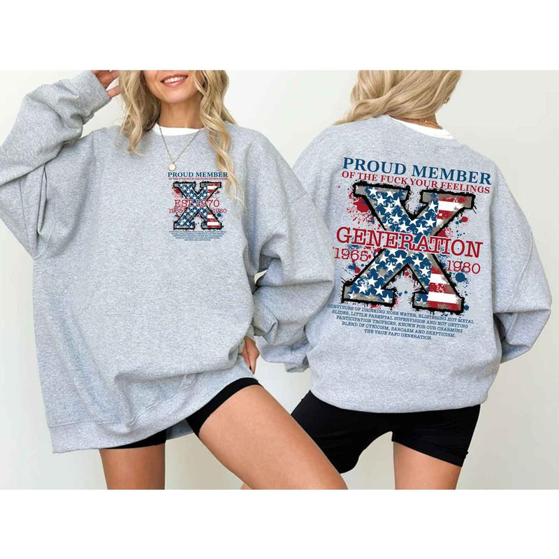 Custom Est.1970 GenX 2 Side Shirt, Vintage Generation Flag 1965-1980 Hoodies, FAFO GenX  Shirt, GenX Flag Cotton Shirt ,For Men, For Women