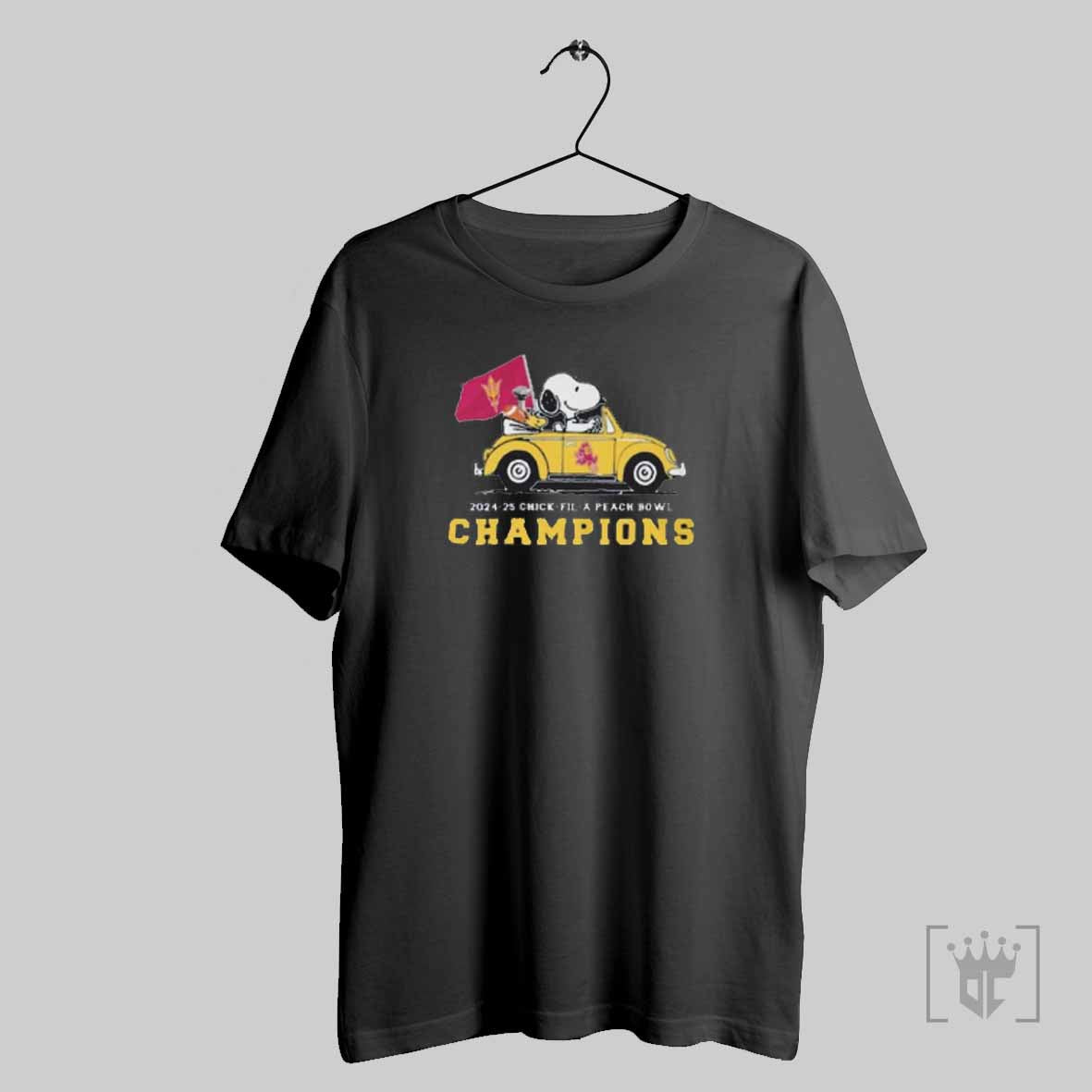 Snoopy Driving Car Arizona State Sun Devils Chick Fil A Peach Bowl Champions 2024 2025 T Shirt